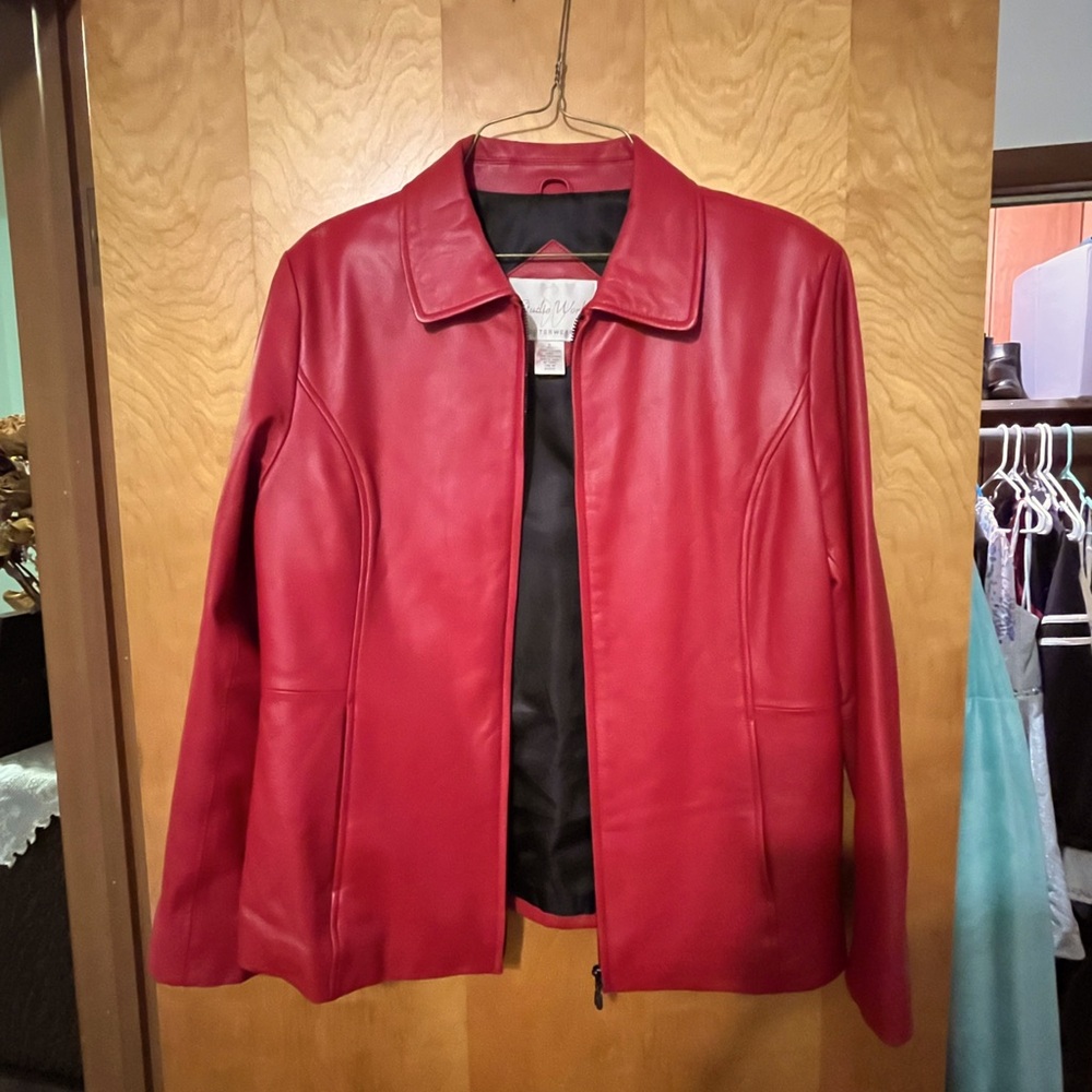 Women's Red Leather Jacket